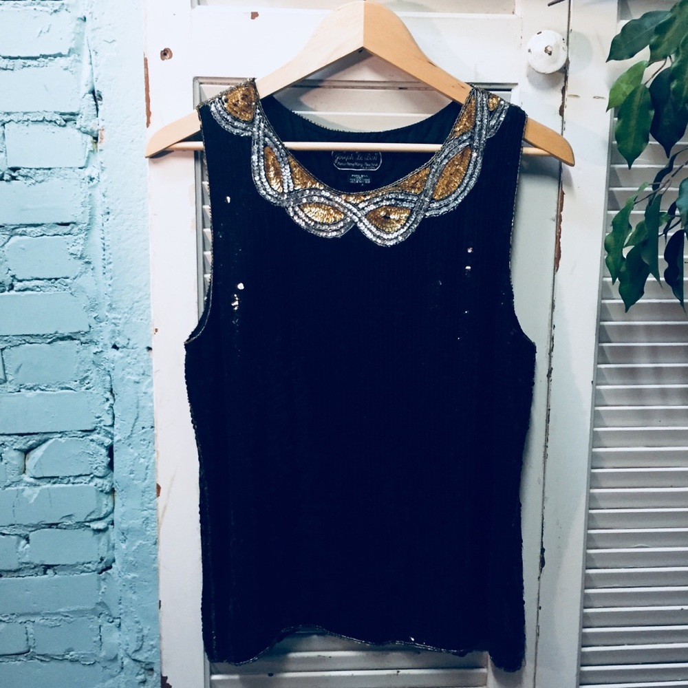 Joseph Lebon 100% Silk Sequined Blouse